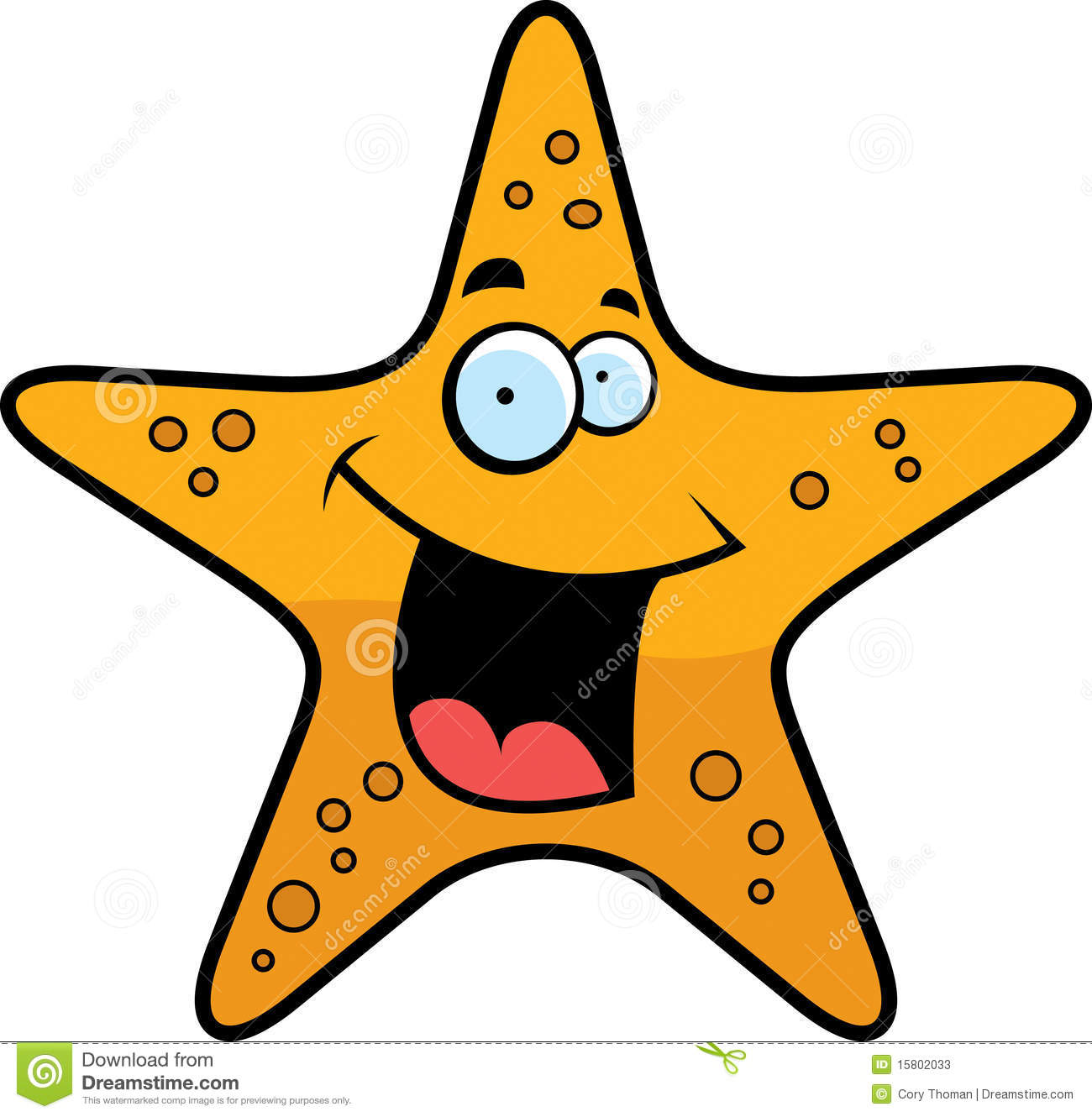 Cartoon Gold Starfish Smiling And Happy