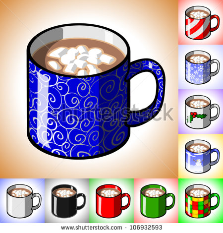 Cartoon Illustration Of A Mug Of Hot Cocoa With Mini Marshmallows