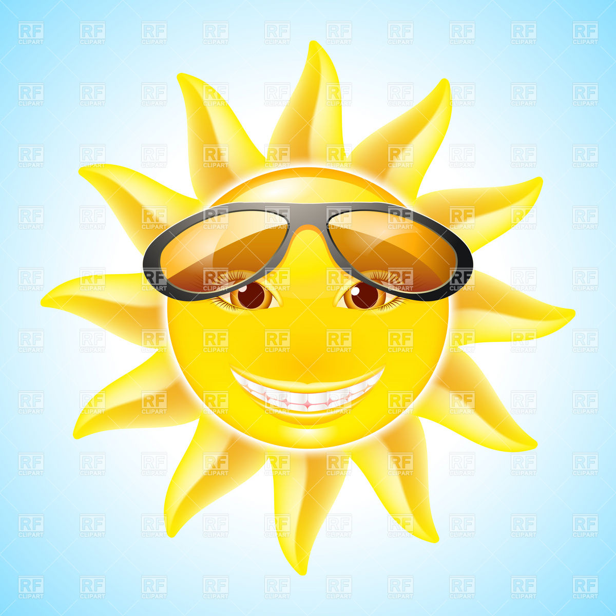 Cartoon Smiling Sun With Face And Sunglasses 8427 Download Royalty