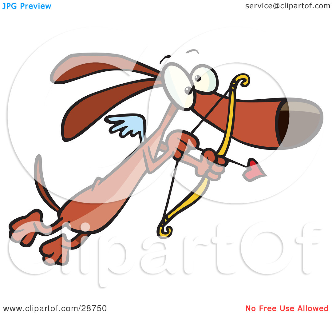 Clipart Illustration Of A Cute Brown Cupid Dog With Tiny Wings Flying