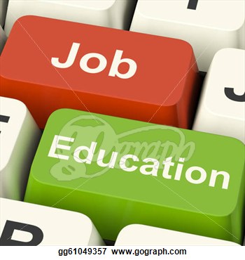 Clipart   Job And Education Computer Keys Shows Choice Of Working Or