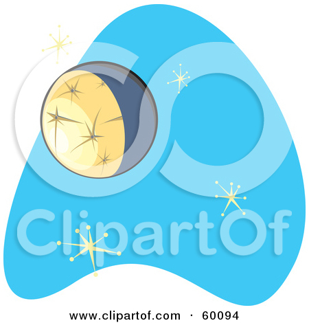 Clipart Of A Woodcut Sputnik Satellite Over Earth In Black And White