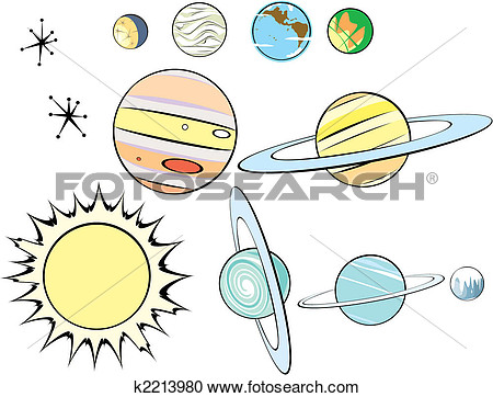 Clipart   Retro Solar System Group   Fotosearch   Search Clip Art    