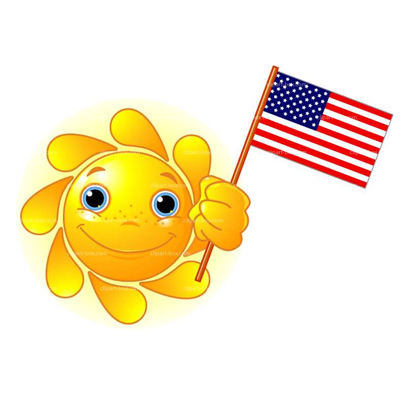 Clipart Smiling Sun With Us Flag   Royalty Free Vector Design