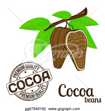 Eps Illustration   Cocoa Beans And Cocoa Stamp  Vector Clipart