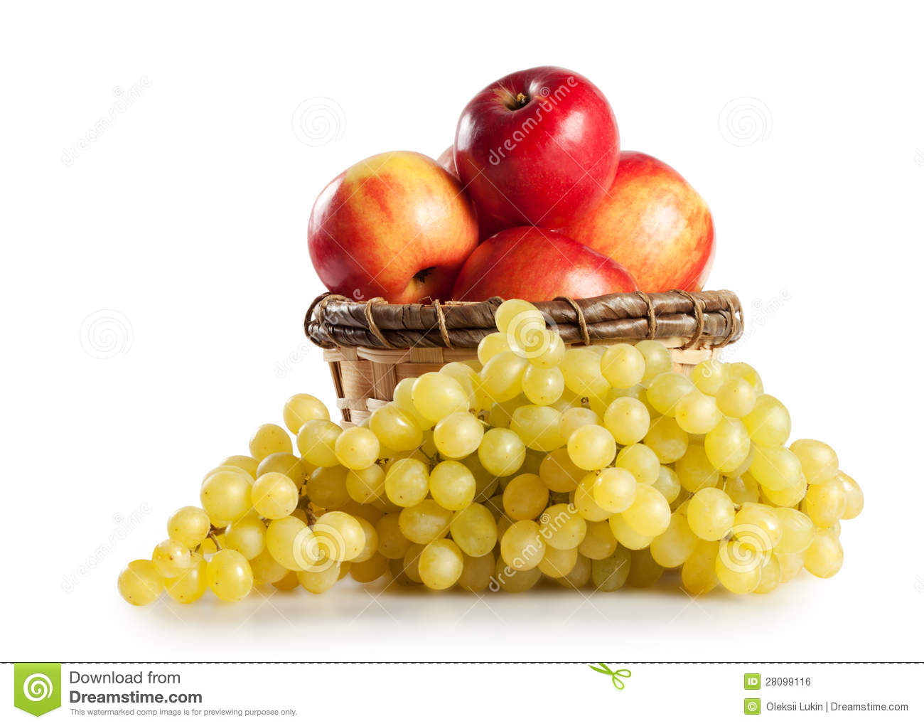 Grapes And Apples In A Basket Royalty Free Stock Image   Image    