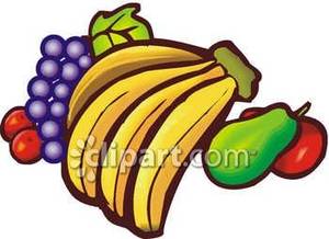 Grapes Bananas Pears And Apples   Royalty Free Clipart Picture
