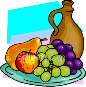 Grapes Pears And Apples On A Fruit Plate   Royalty Free Clipart