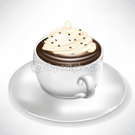 Hot Chocolate Cup With Whipped Cream   Stock Vector   Corneliap    