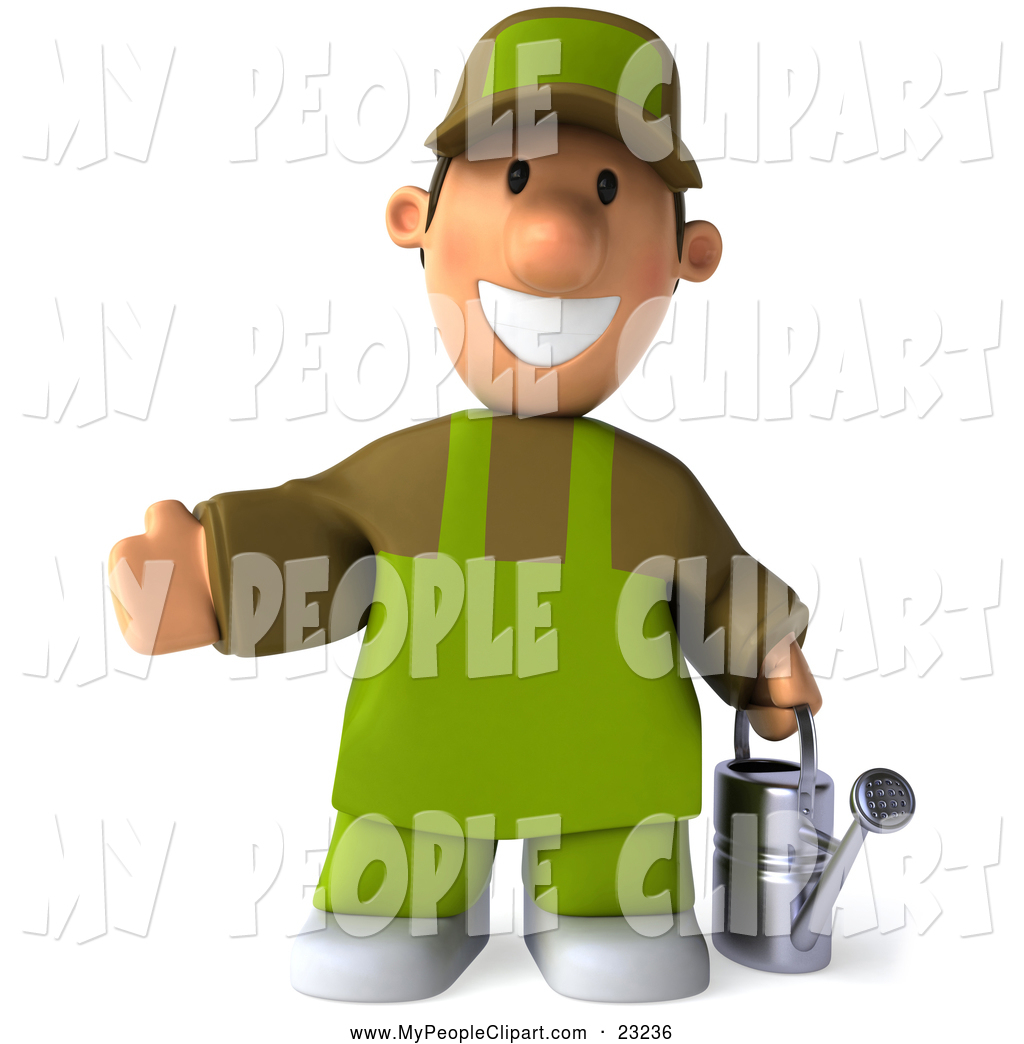 Larger Preview  Clip Art Of A 3d Gardener Guy Facing Front Gesturing    