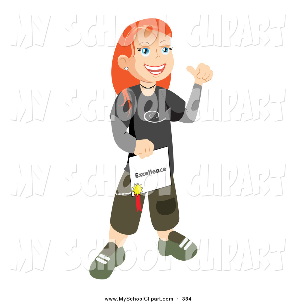 Larger Preview  Clip Art Of A Grinning And Proud Skater School Girl