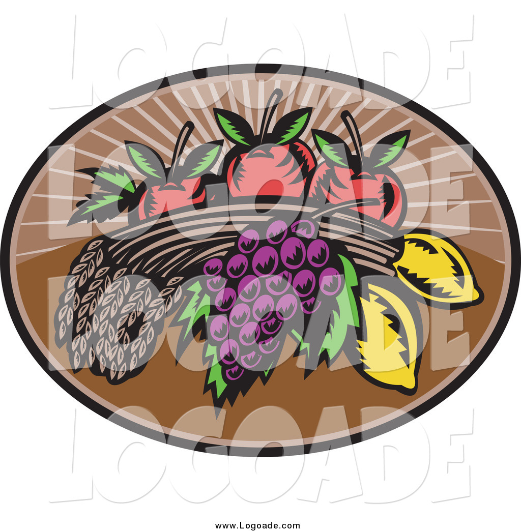 Larger Preview  Clipart Of Wheat Grapes Lemons And Apples Logo By    