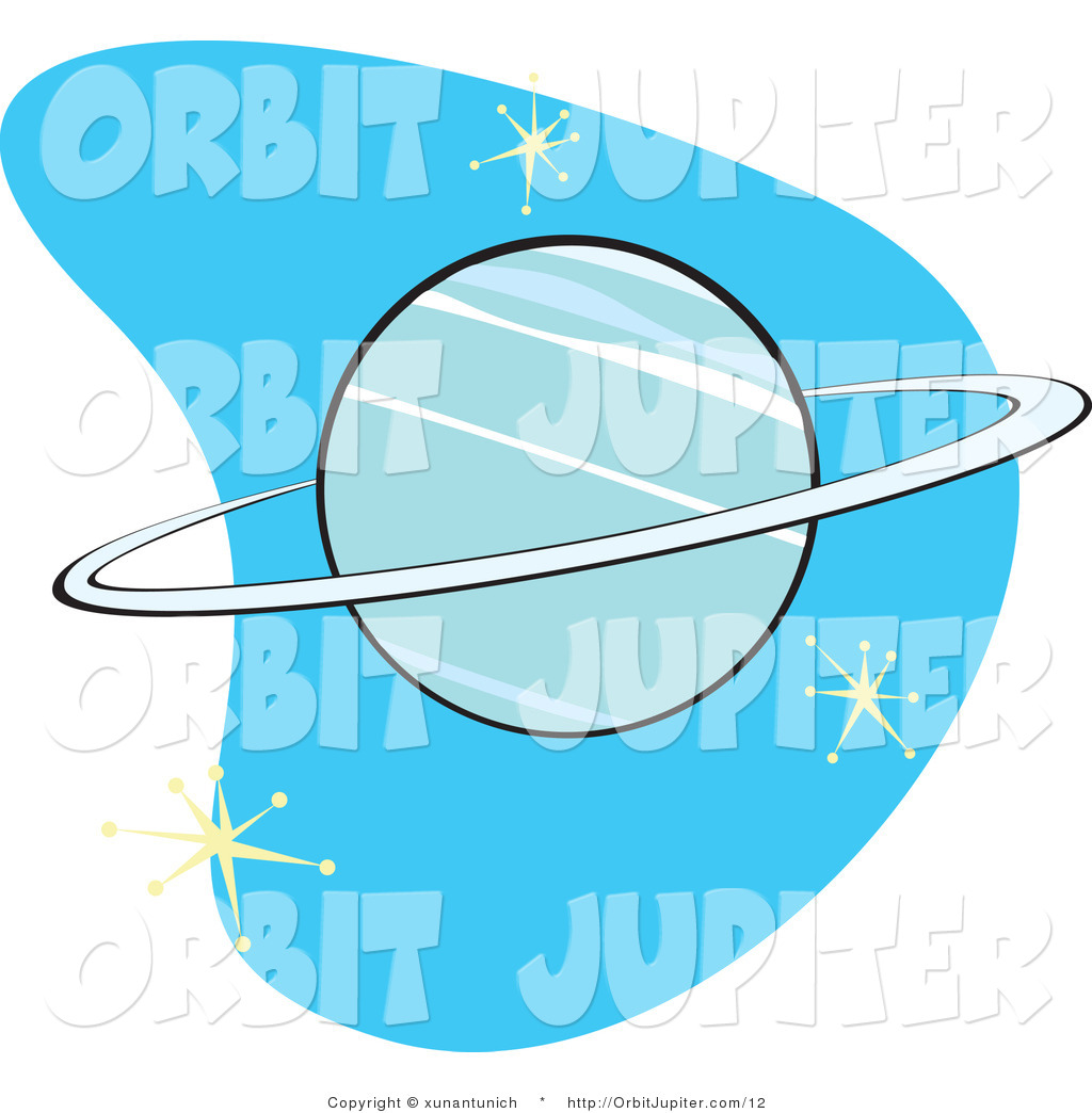 Larger Preview  Vector Illustration Of A Retro Planet Neptune On Blue