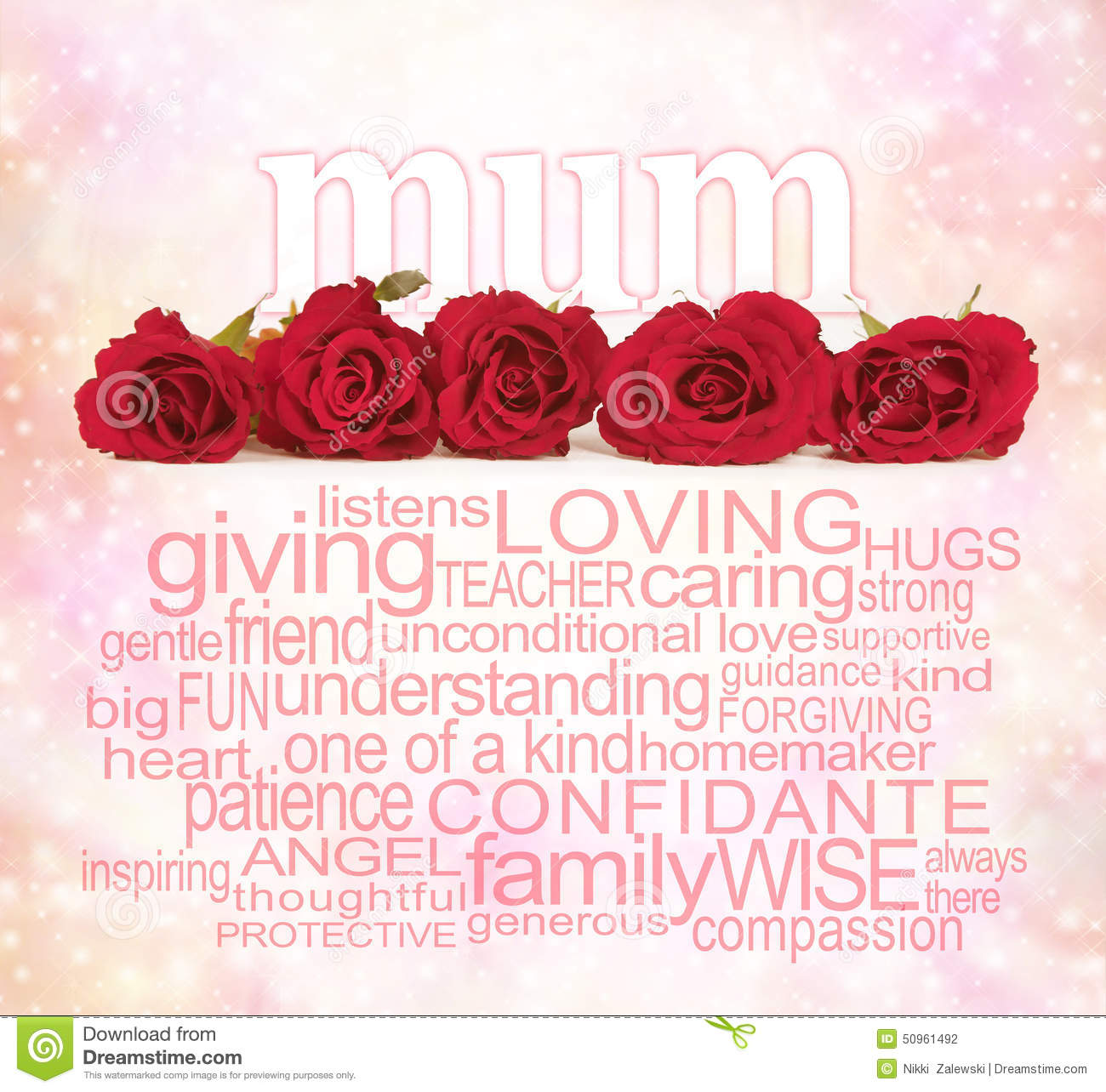 Loving Words For Mother S Day Stock Photo   Image  50961492