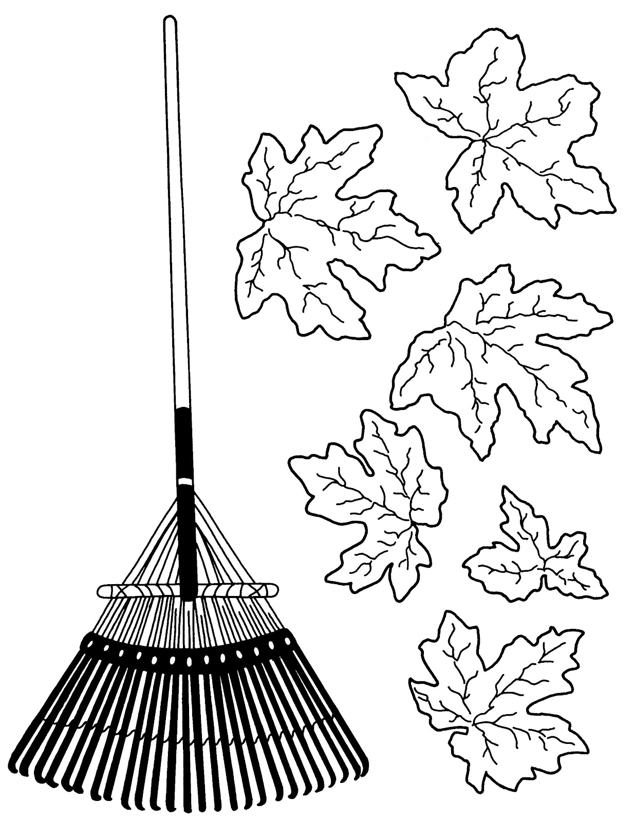 Raking Leaves Colouring Pages