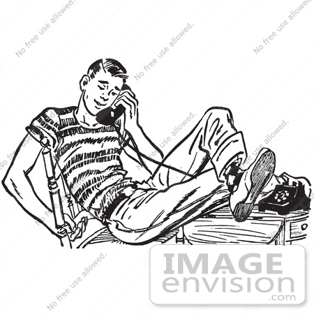 Retro Clipart Of A Vintage Teenage Boy Flirting With His Girlfriend On