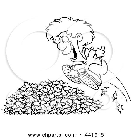 Rf  Clip Art Illustration Of A Cartoon Little Boy Playing In Leaves