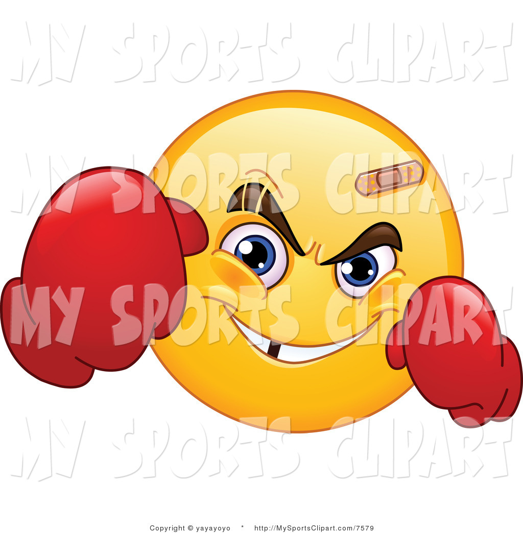 Royalty Free Sports Clip Art Of A Yellow Emoticon Boxer  This Boxing