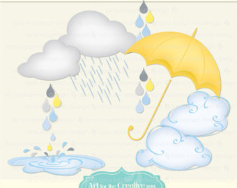 Showers Clipart Umbrella Clipart Clouds Digital Clipart Rain Clipart