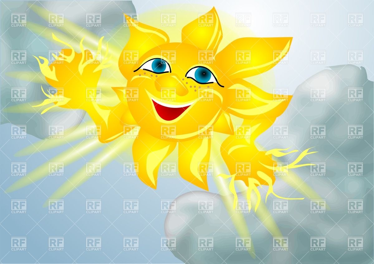 Smiling Sun And Clouds 27045 Objects Download Royalty Free Vector