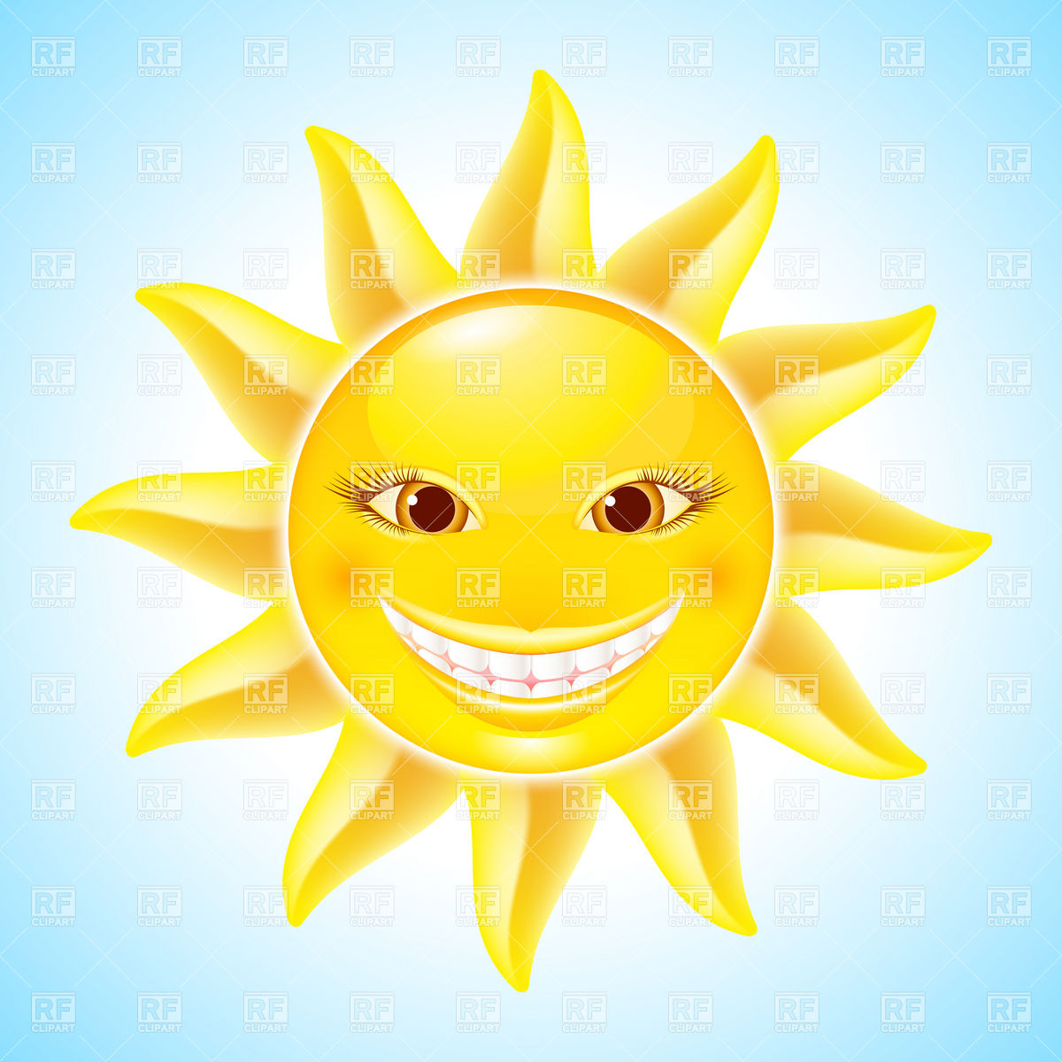Sun With Smiling Face 9387 Download Royalty Free Vector Clipart    