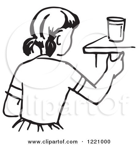 Black And White Character Drinking Water Clipart   Free Clipart