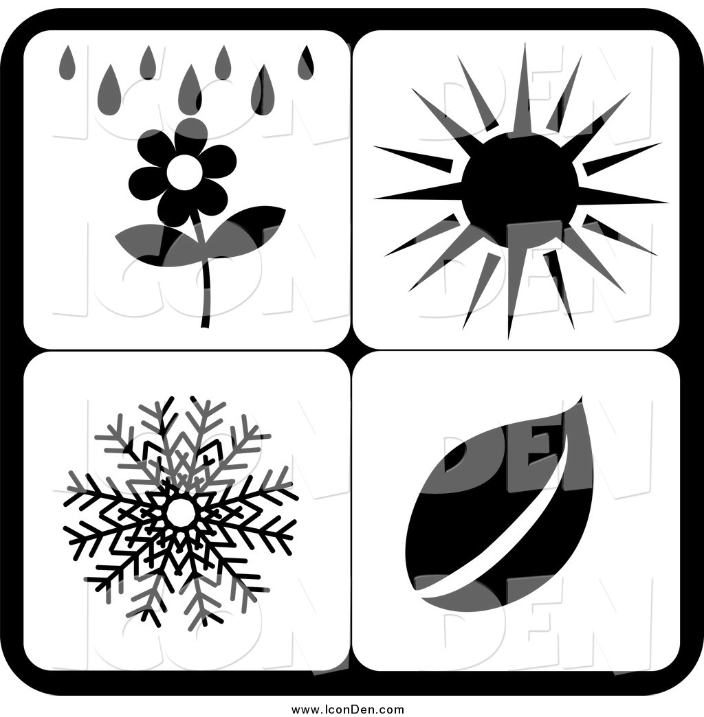 Clip Art Of Black And White Weather Season Icons By Pams Clipart