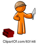 Clipart Illustration Of Green Mortar On A Trowel Beside A Brick By Geo