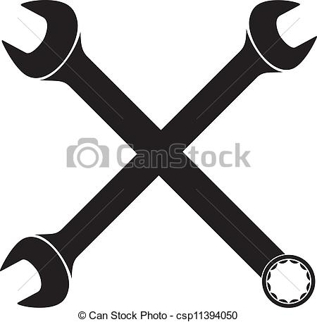 Clipart Vector Of Crossed Wrenches Vector Hand Wrench Tool Or Spanner