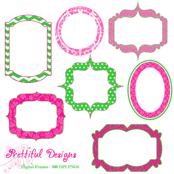 Fancy Digital Frames Hot Pink Lime Green Clip By Prettifuldesigns