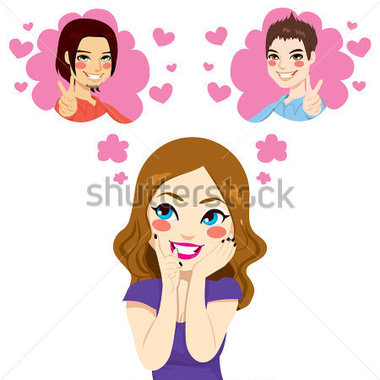  Girl Doubting Between Two Loves Thinking About Two Handsome Guys    