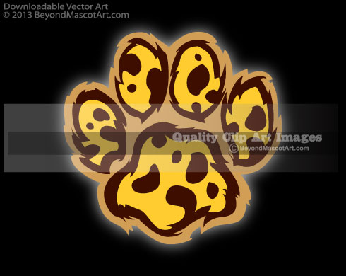 Leopard Paws Art   Jaguar Claw Foot Print Clip Art 0978