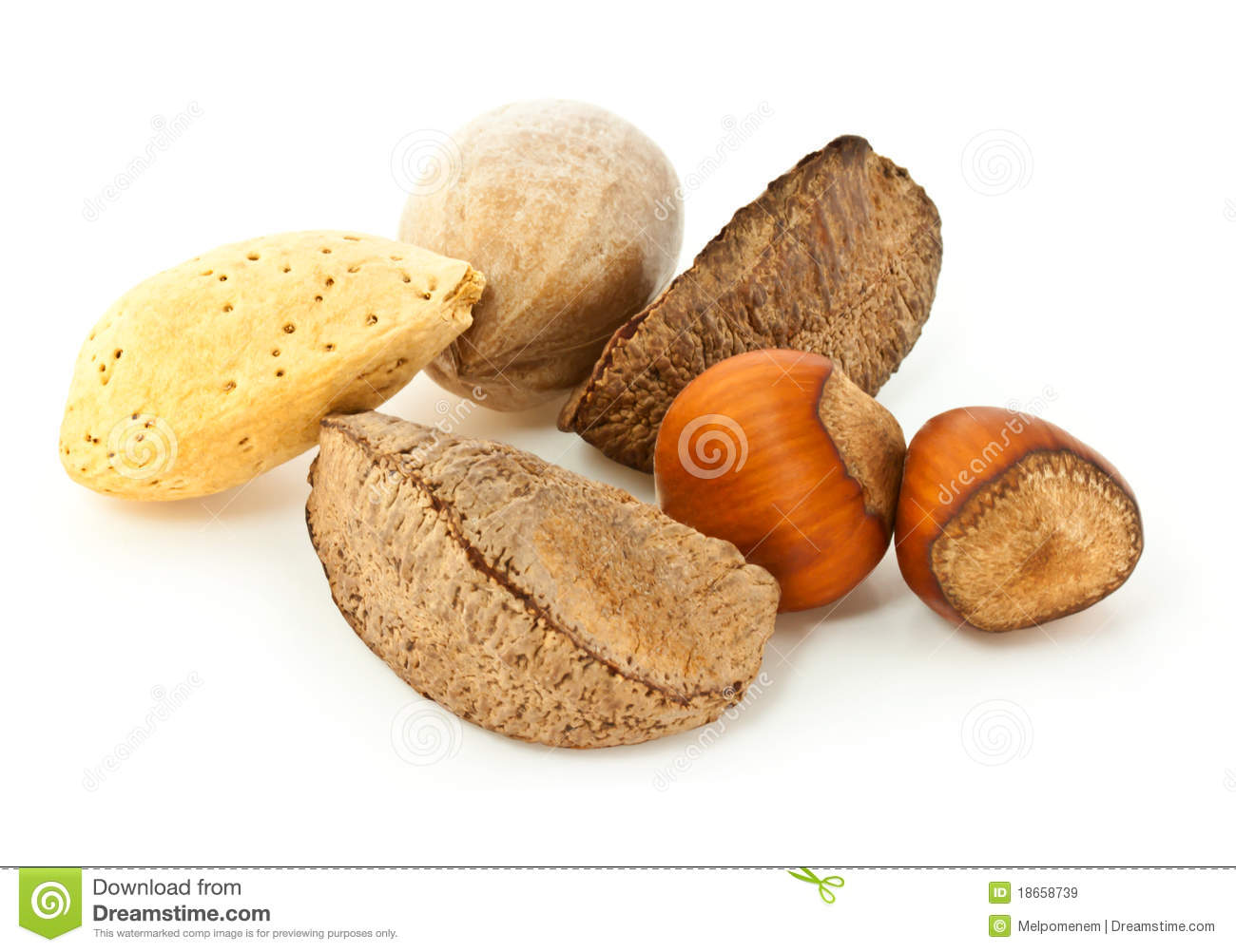 Mixed Nuts In The Shell On White Background