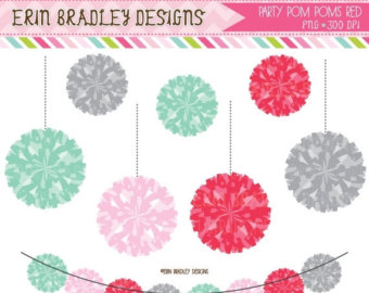 Pom Garland Clipart Graphics Personal Commerical Use Digital Clipart    