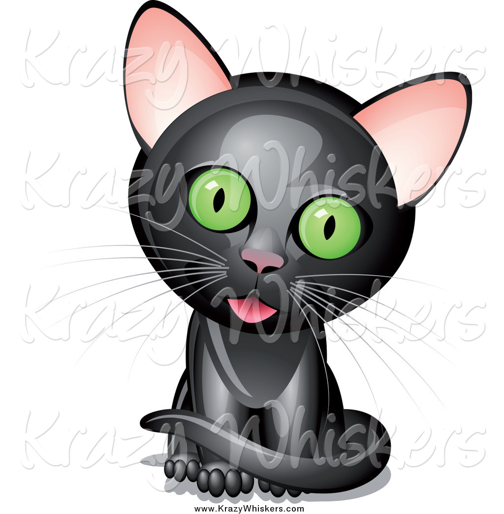 Preview  Critter Clipart Of A Black Kitten With A Cocked Head By Oligo