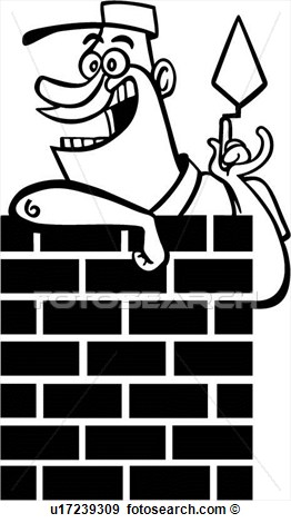 Trade Brick Bricklayer Cartoon Chimney Mortar View Large Clip