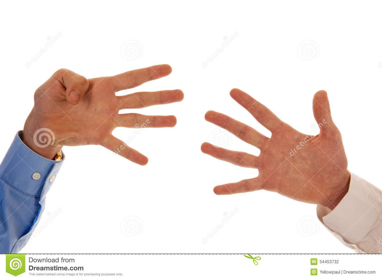 Two Hands Representing The Number Nine With Fingers Isolated In White