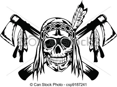 Vector Illustration Indian And Tomahawk Csp9187241   Search Clipart