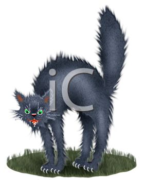 Angry Hissing Black Cat   Royalty Free Clip Art Illustration