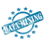 Blue Weathered Data Mining Stamp Circle And Stars Design Stock    