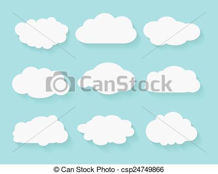 Clip Art Vector Of Set Of Clouds In Flat Design With Flat Shadows On    