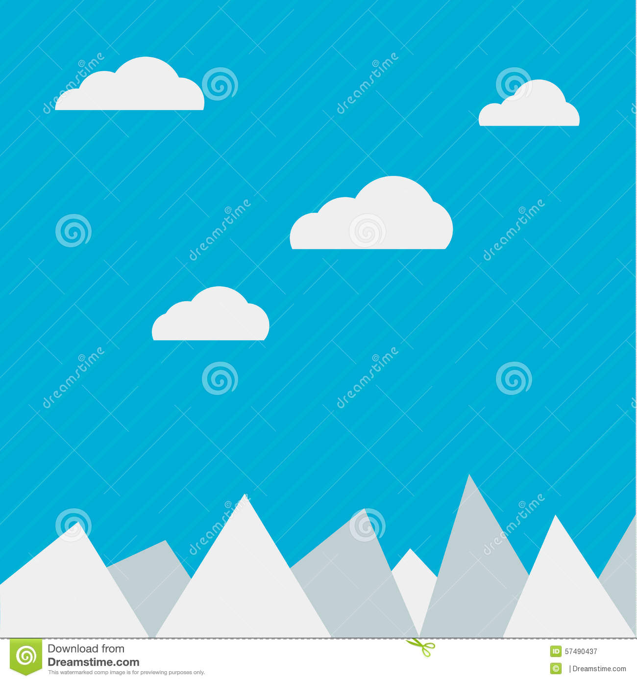 Clouds And Mountains Background Flat Web Illustration Vectors