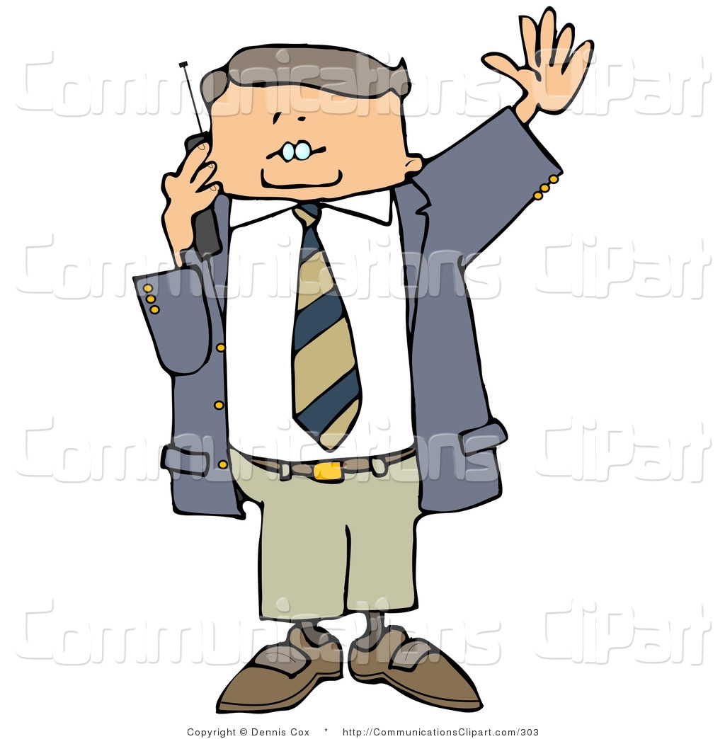 Communication Clipart Of A Business Man Talking On A Cellphone And