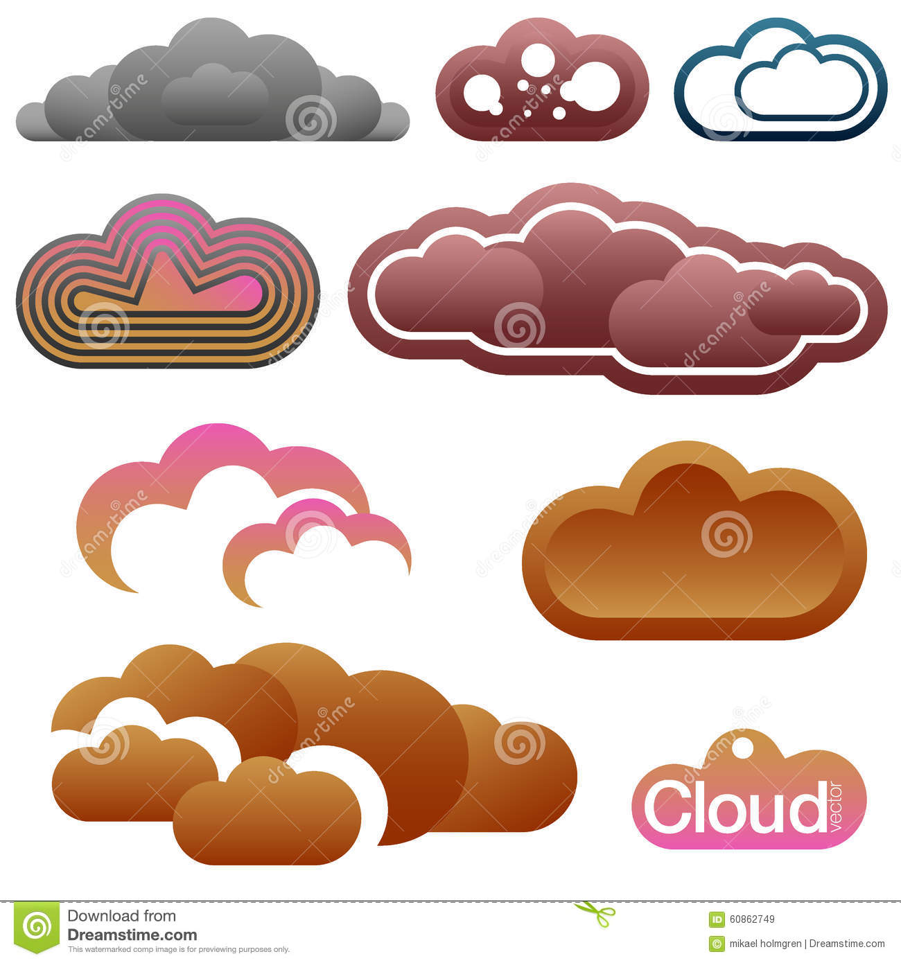 Different Flat Designs Of Clouds 