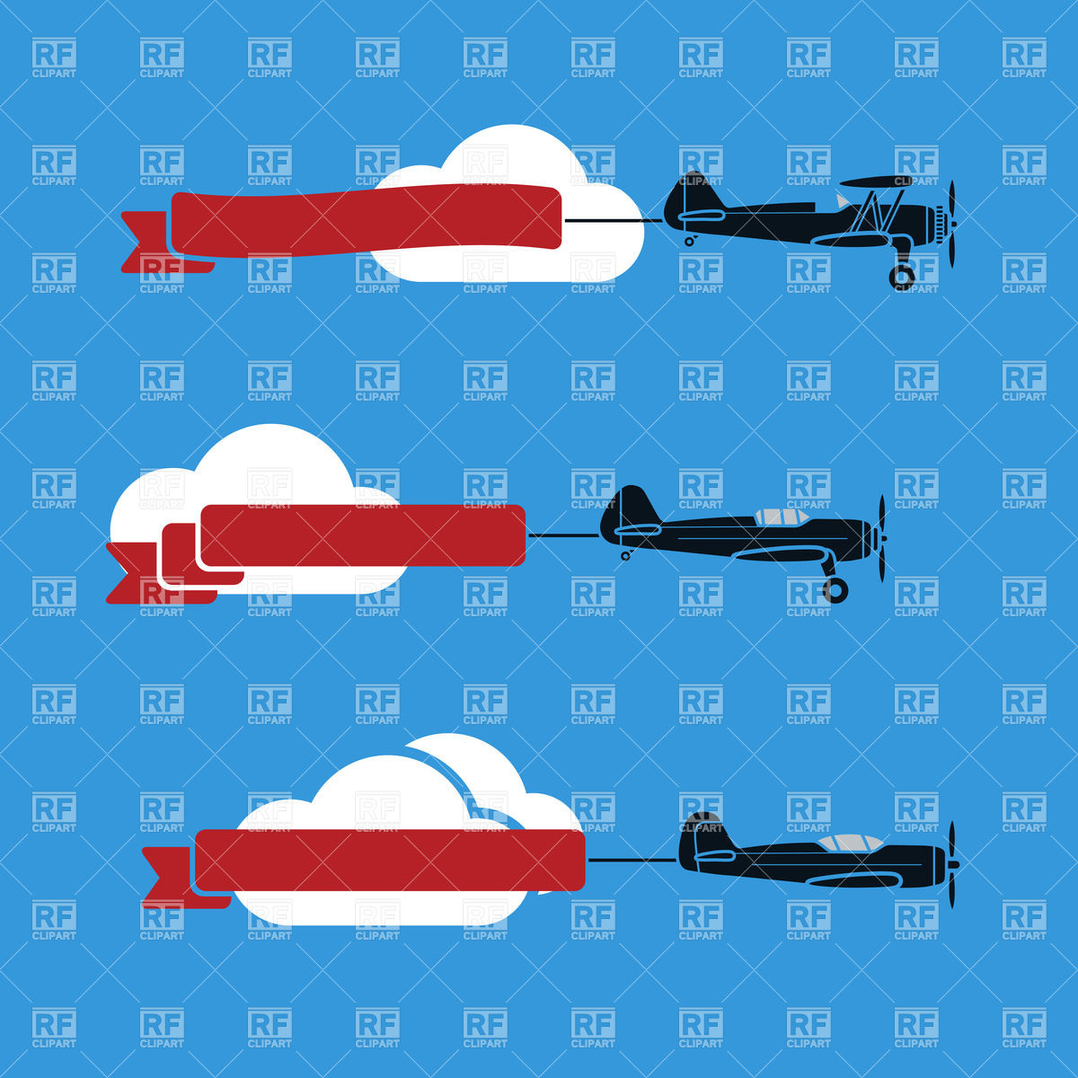 Flat Looking Planes In The Sky With Ribbons And Clouds Download    