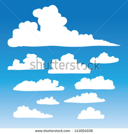 Fluffy Clouds Vector   Collection Of Stylized Cloud Silhouettes Great