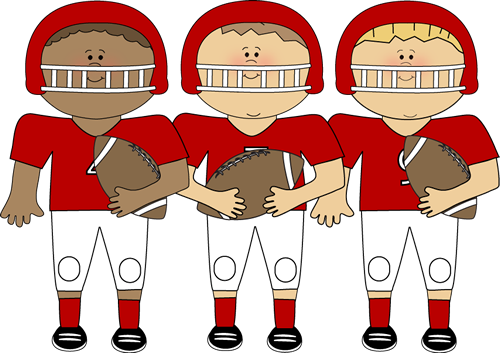 Football Team Clip Art Image   Kids Football Team Wearing Football