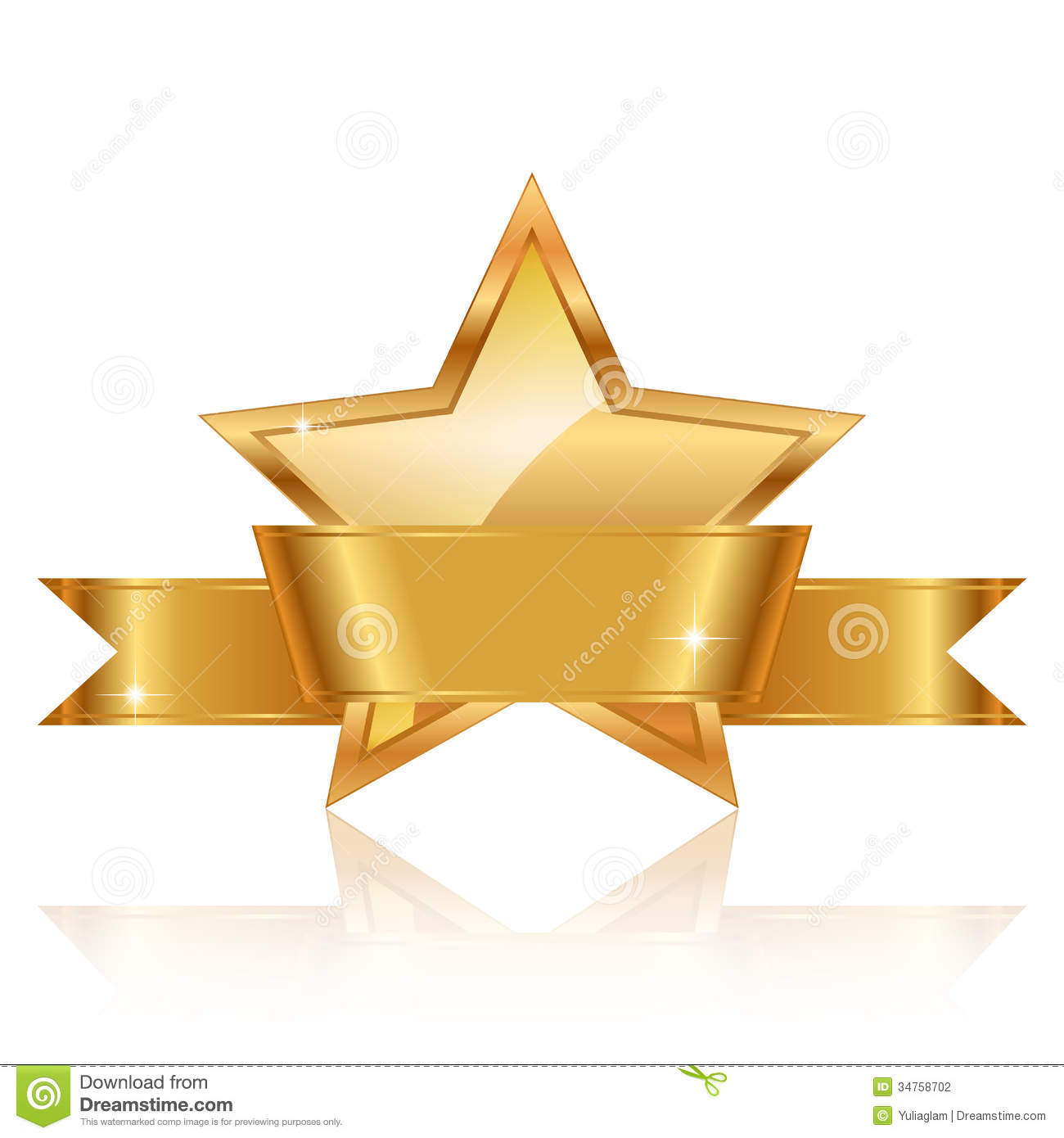 Gold Star Award With Shiny Ribbon With Sp Stock Photography   Image