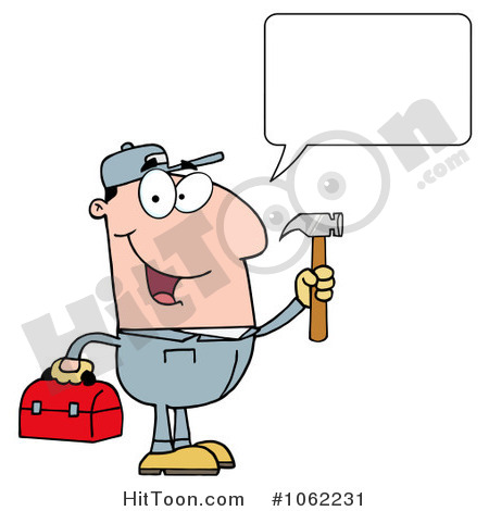 Handyman Clipart  1062231  Talking Handy Man With Tool Box By Hit Toon