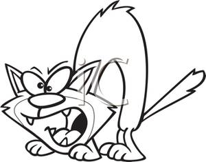 Hissing Cat Coloring Page   Royalty Free Clipart Picture